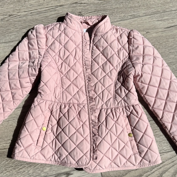 Janie and Jack quilted girls barn coat jacket ruffle New! Never worn! 7-8 Pink - Picture 1 of 4